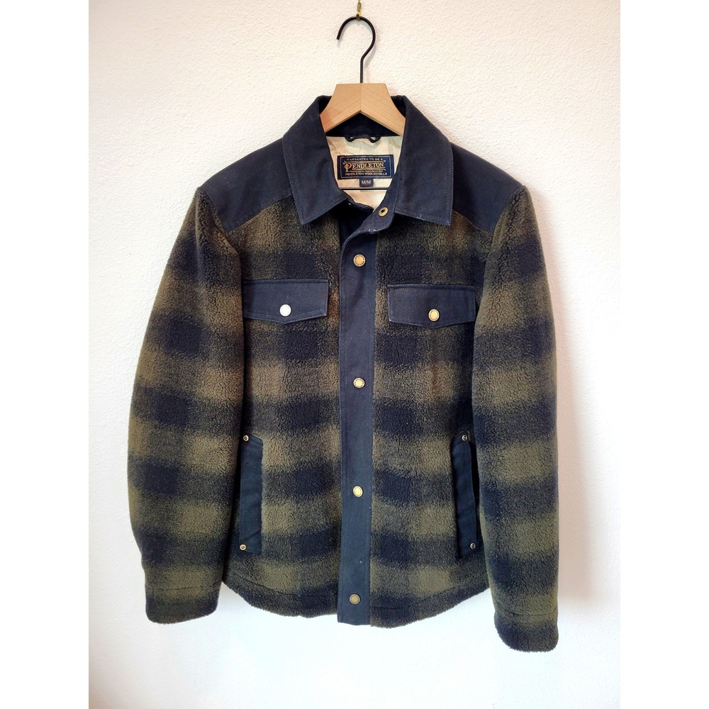 Pendleton Plaid Mixed-Media Denim & Sherpa Jacket – Men's Medium